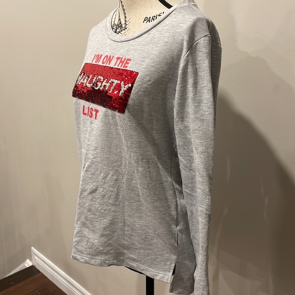 XMAS SEQUINS NAUGHTY NICE SWEATSHIRT - Picture 2 of 7